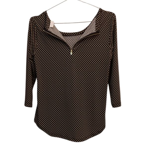 CHICO'S 0 Slinky Top Blouse S/4 Zip Back Polka Dots Office Career Travel Work - Picture 7 of 8